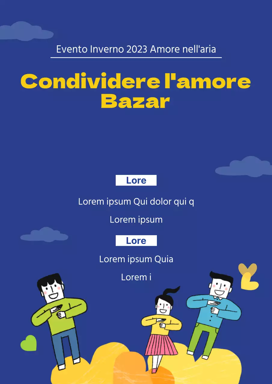 Un simpatico manifesto per una vendita di torte di beneficenza in blu.