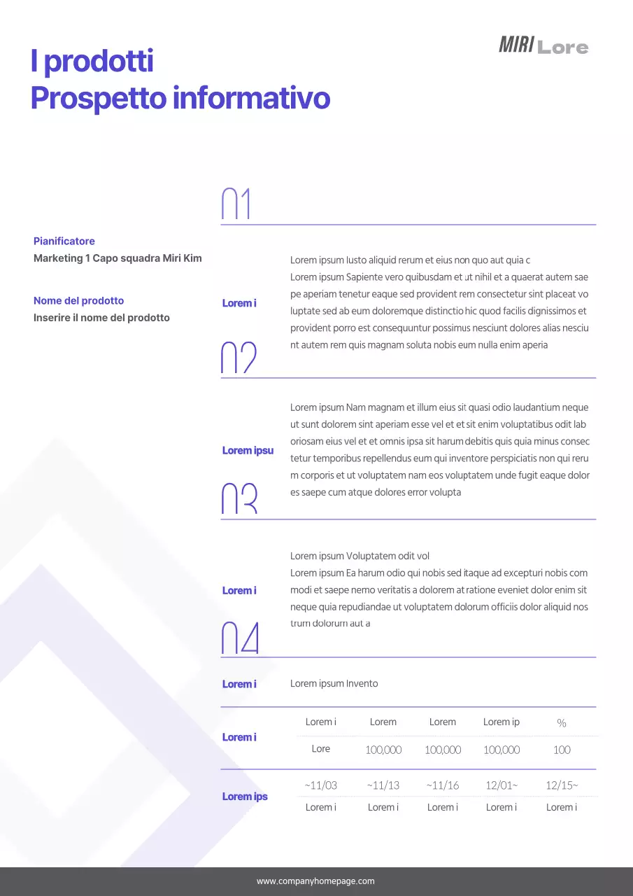 Una scheda prodotto pulita, di colore grigio-blu