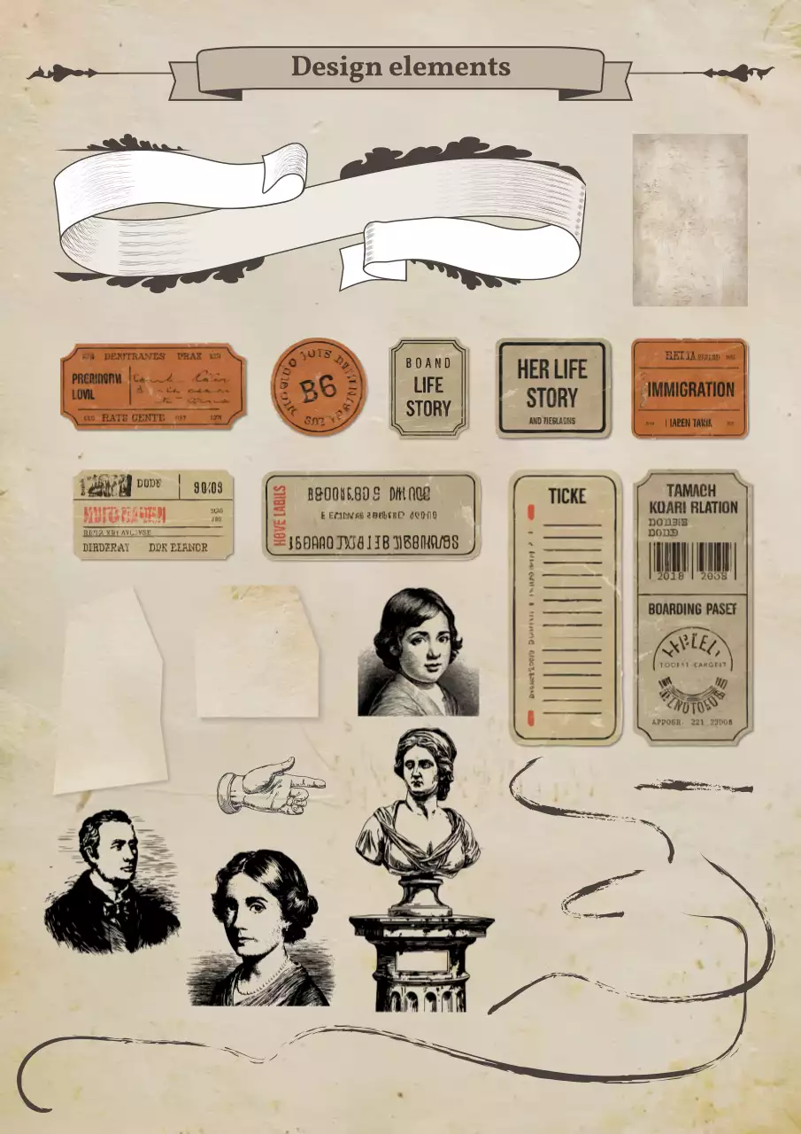 beige vintage women's day biography history scrapbook