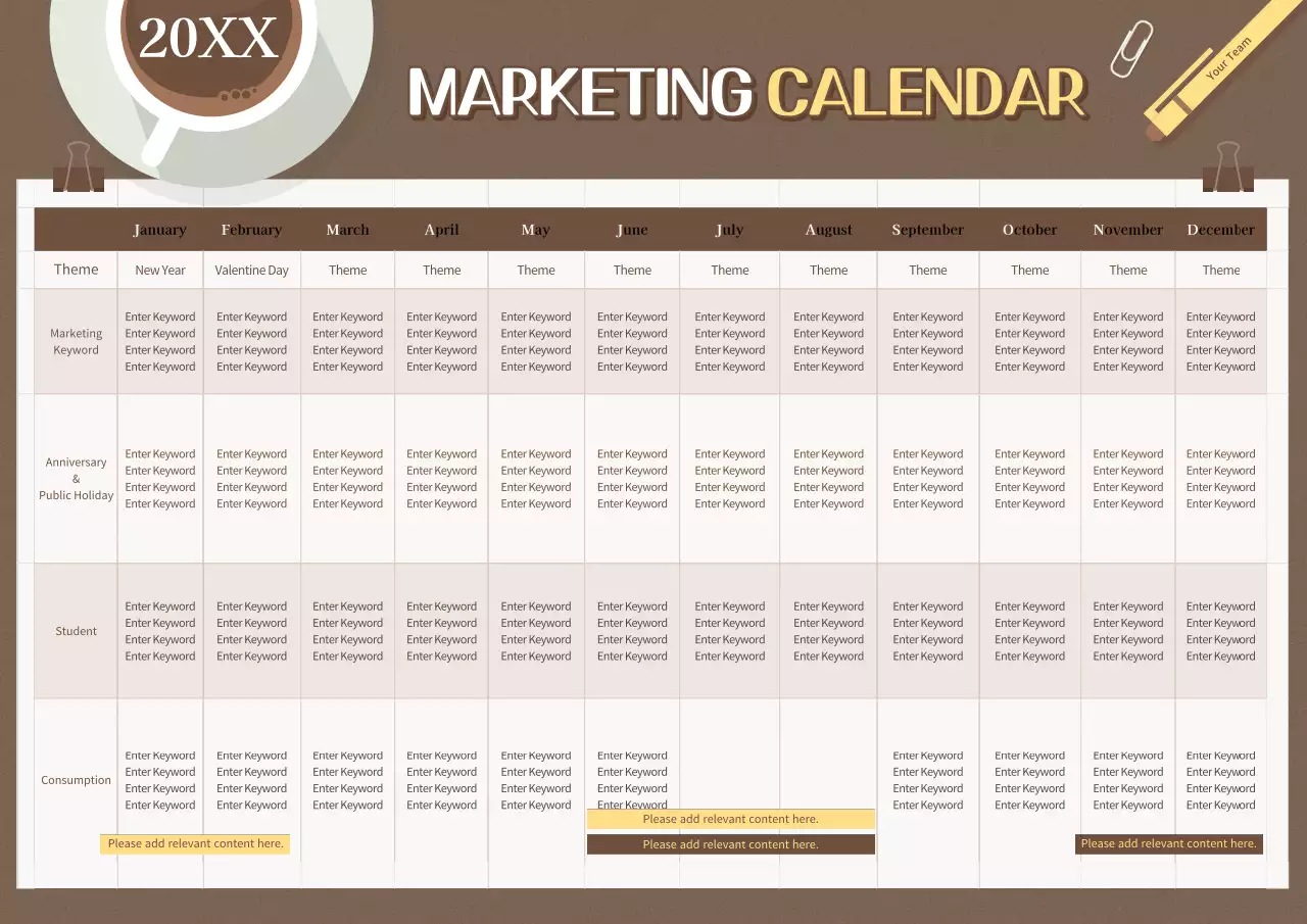 Brown Simple Marketing Calendar Poster
