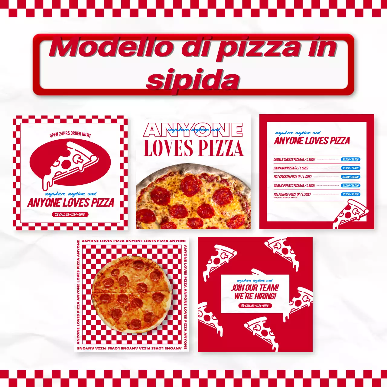 Scacchiera rossa concetto di pizza marchio layout bundle pack