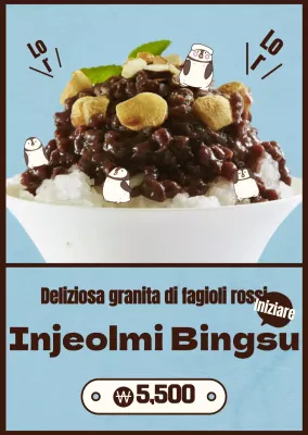 Granita ai fagioli rossi Injeolmi con simpatiche illustrazioni