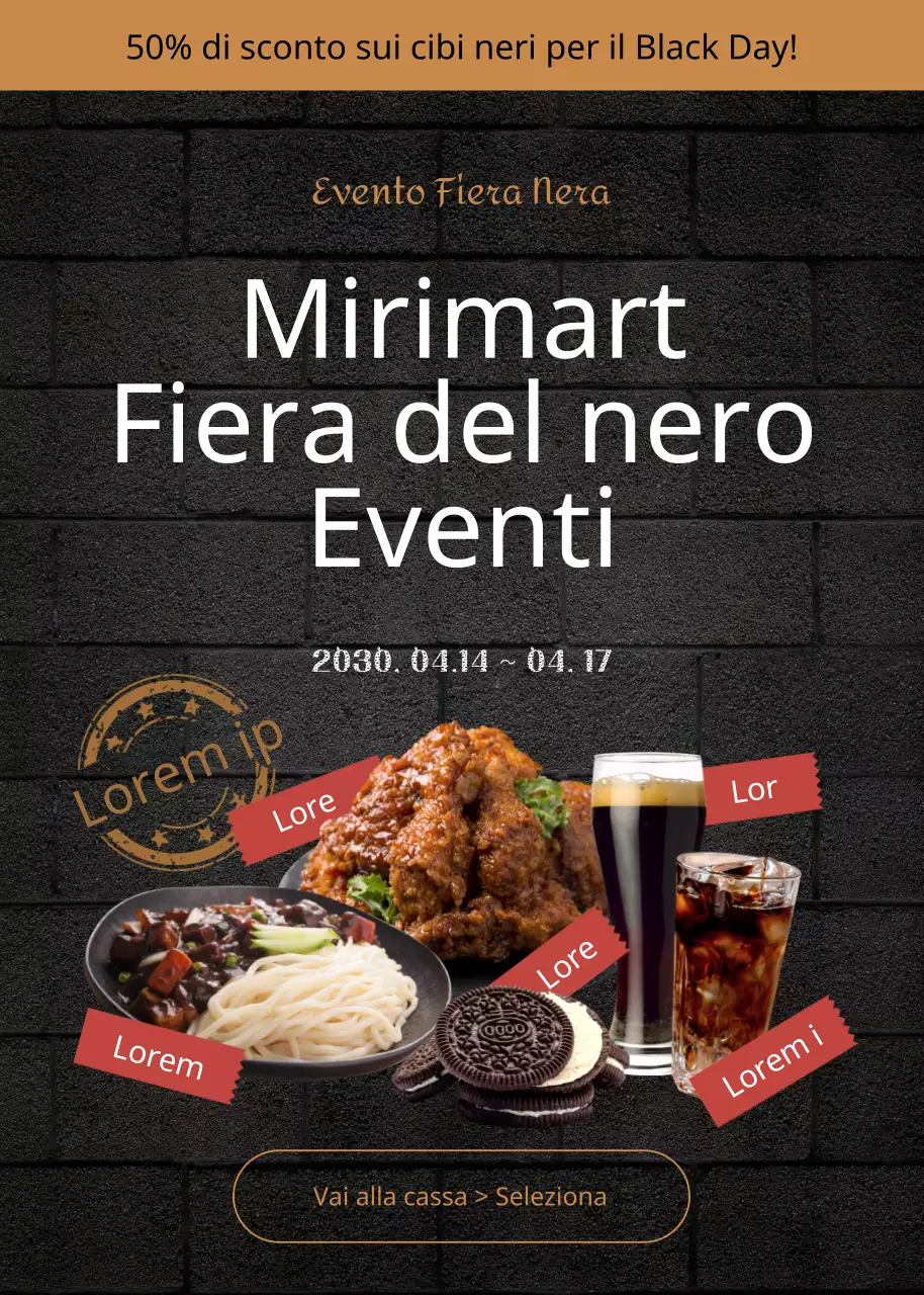 Popup Black Friday Black Food Sale con un tema di mattoni neri