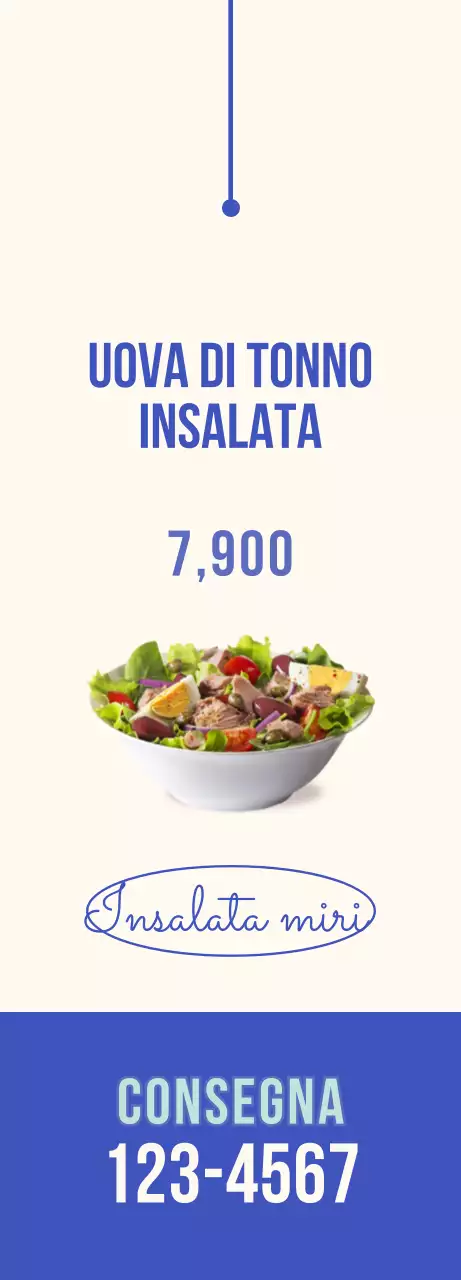 Un banner per insalata fresco e rinfrescante con accenti blu