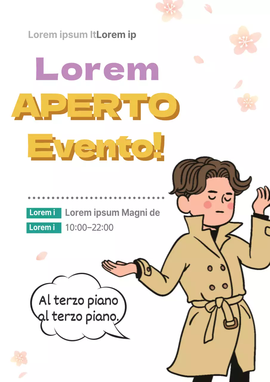 Promuovere un evento che annuncia l'apertura di un negozio di tarocchi specializzato in carte con personaggi floreali.