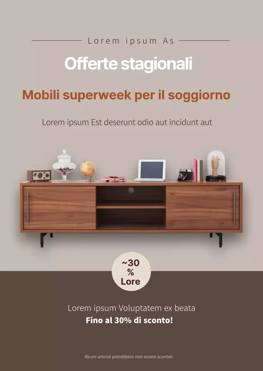 La fotografia di Brown mette in risalto la promozione di un evento di interni di mobili ordinati