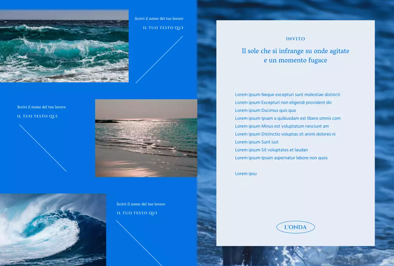 Mostra fotografica emozionale sull'oceano in blu