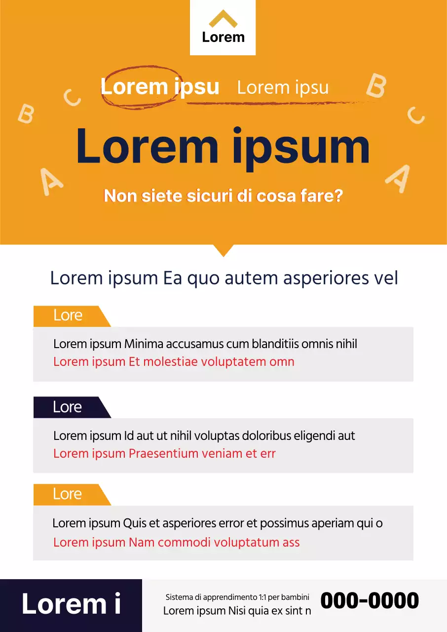 Pubblicità della scuola in lettere gialle