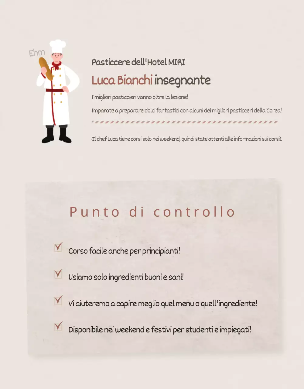 Dettagli del corso di panificazione