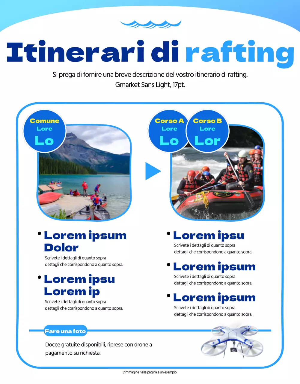 Rafting fresco e pulito in azzurro e bianco