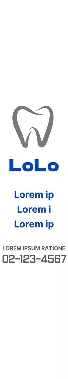 Stile di layout del testo semplice in grigio e blu per promuovere l'odontoiatria
