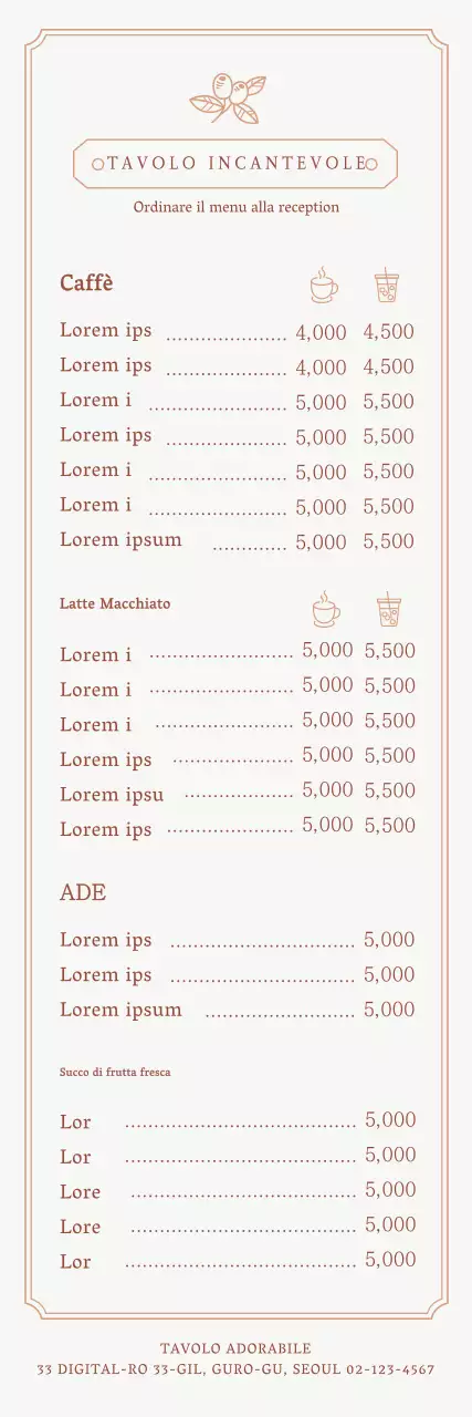 Banner del menu del caffè moderno