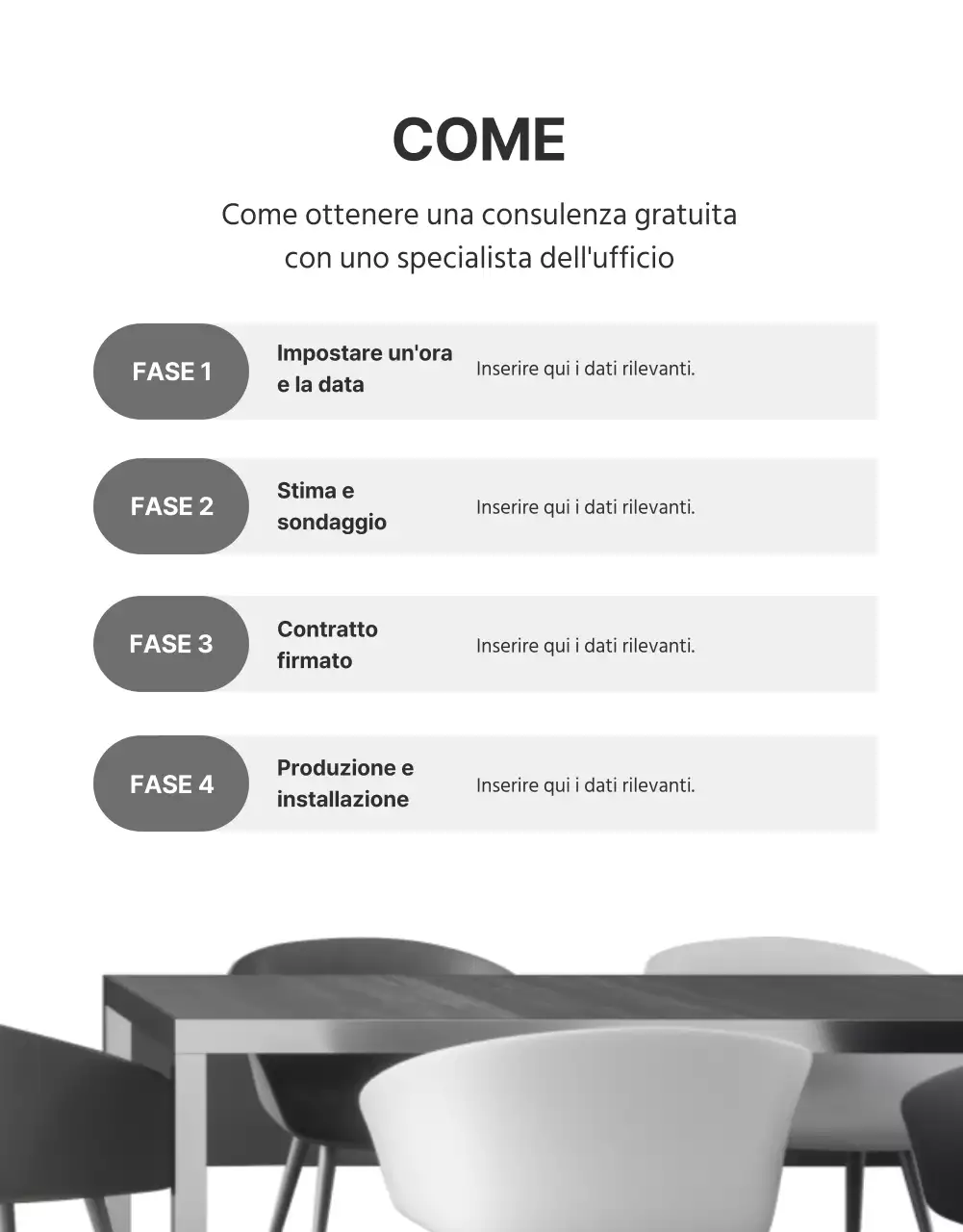 Dettagli dei mobili per ufficio in stile moderno