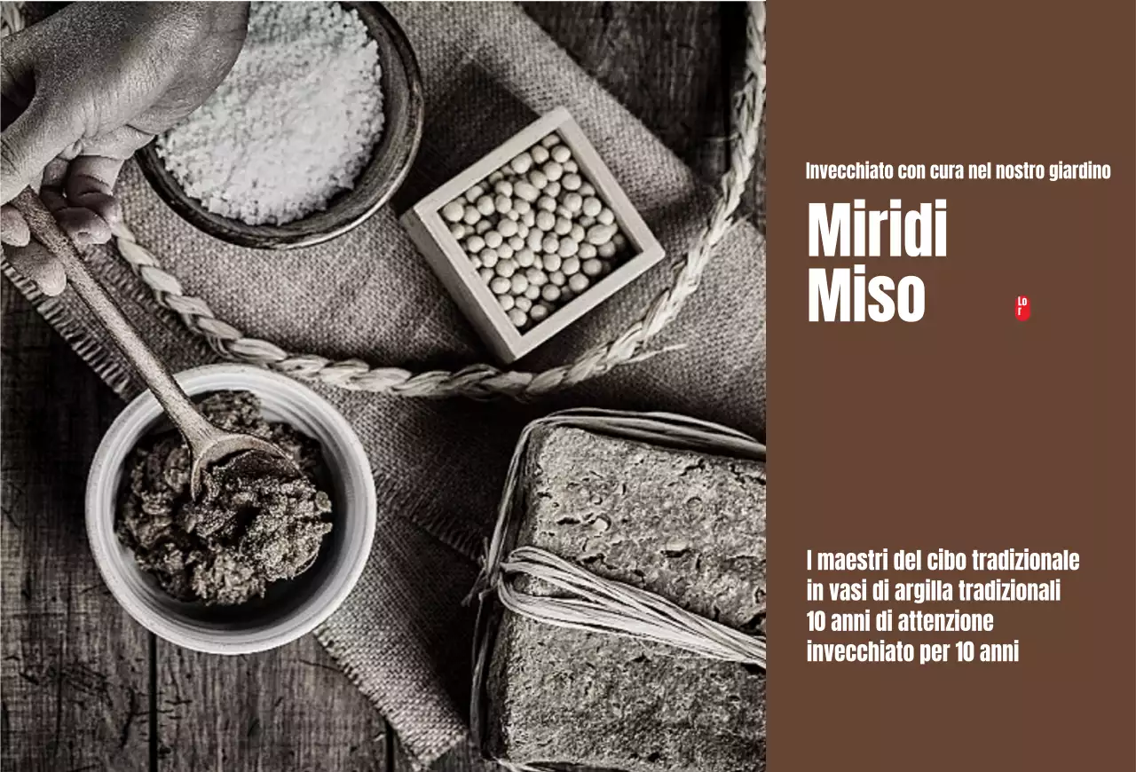 Cartolina del marchio Miso in marrone