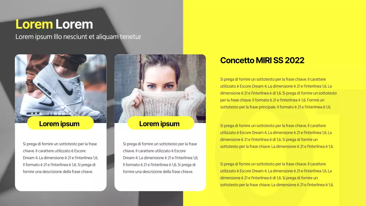 Un tema di branding aziendale moderno e unico in giallo e grigio