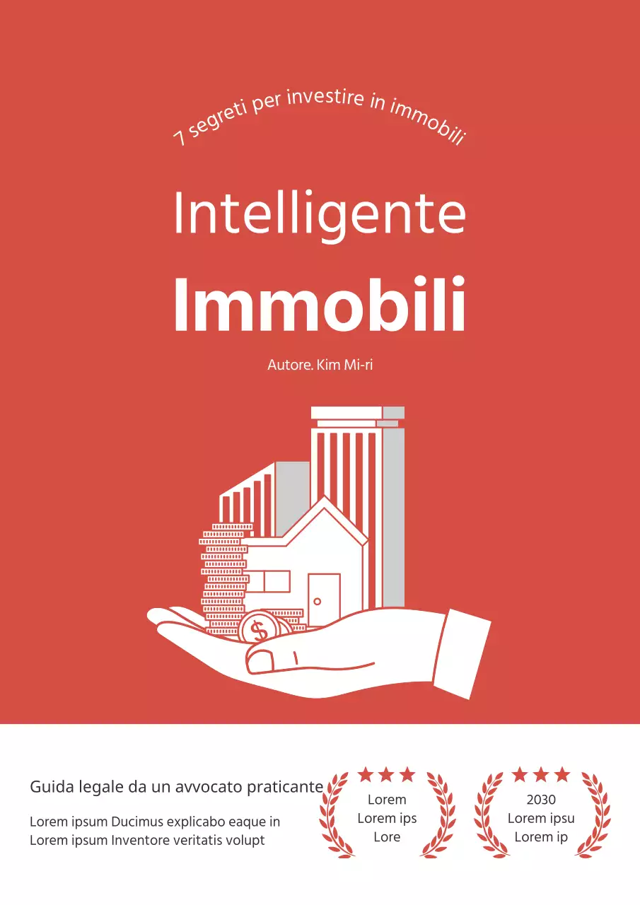 Copertina semplice del libro sugli investimenti immobiliari in bianco e rosso
