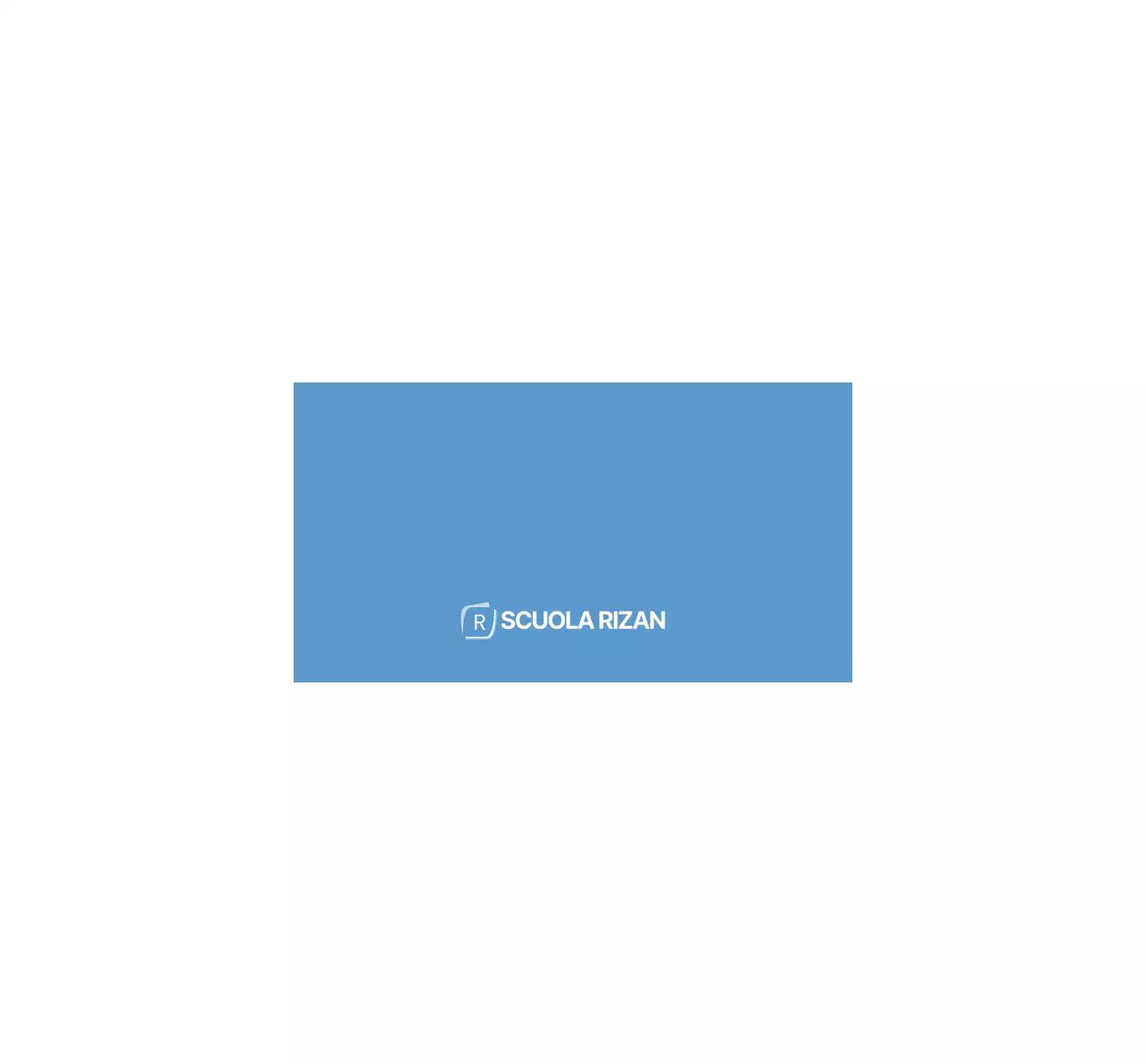 Testo e immagini semplici di colore azzurro per promuovere l'accademia Lizian School.