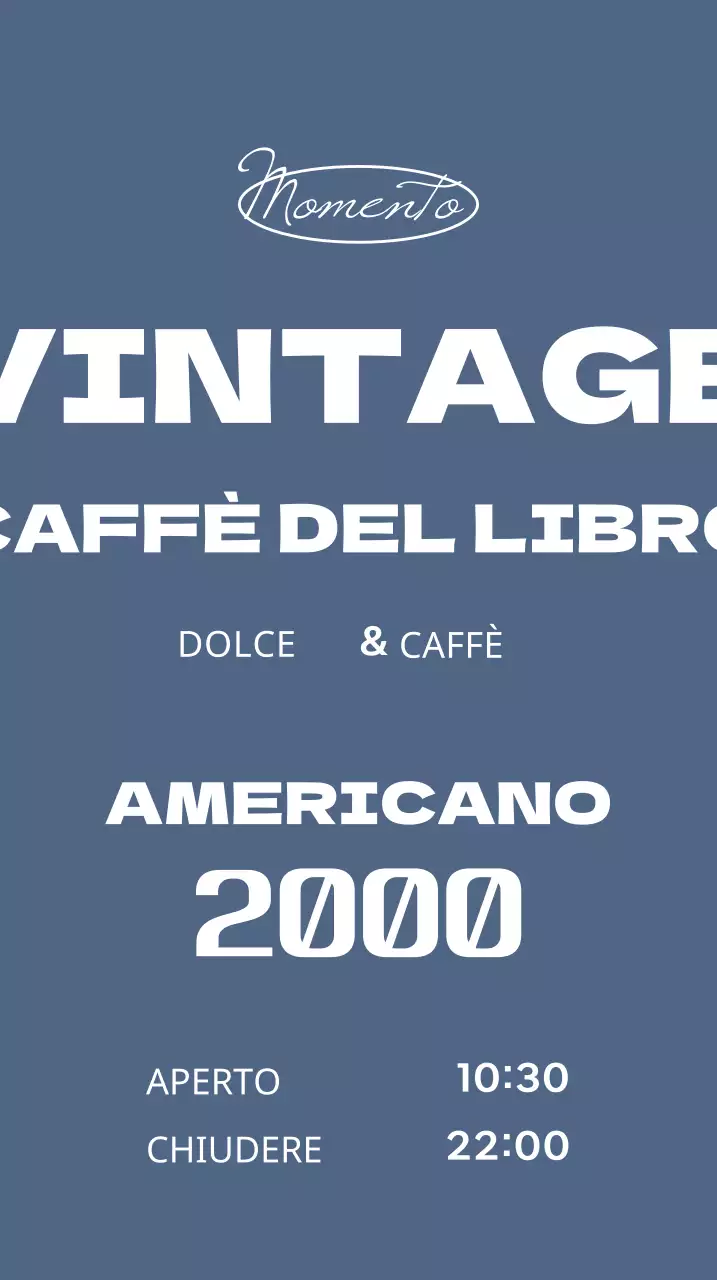 Insegna di un book cafè con menu vintage su sfondo blu