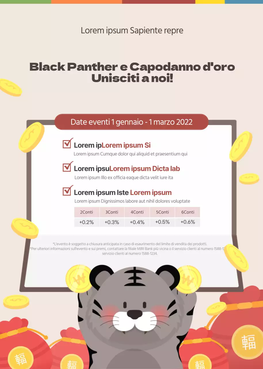 Evento di risparmio dell'Anno della Tigre color albicocca