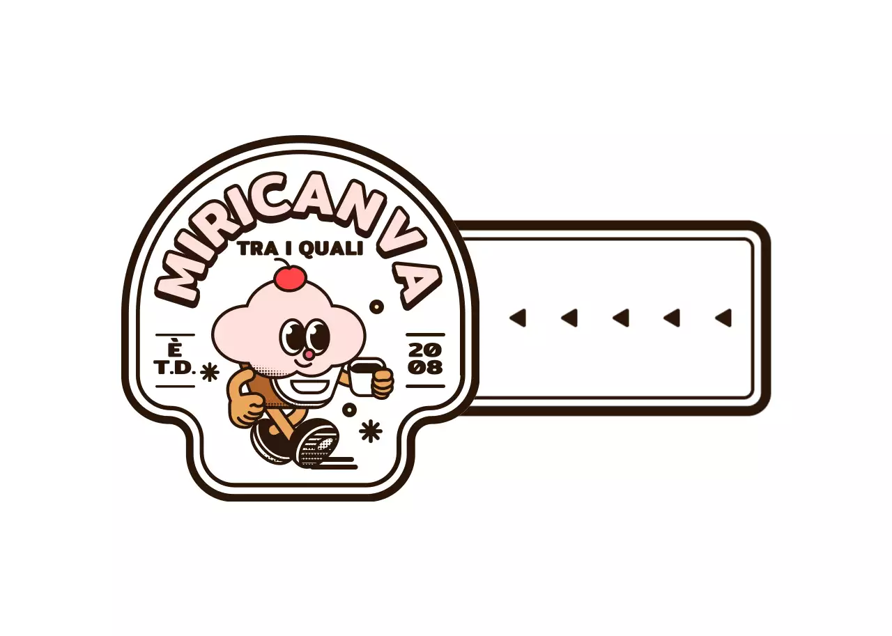 Simpatico logo in stile cupcake rotondo rosa e marrone per una caffetteria