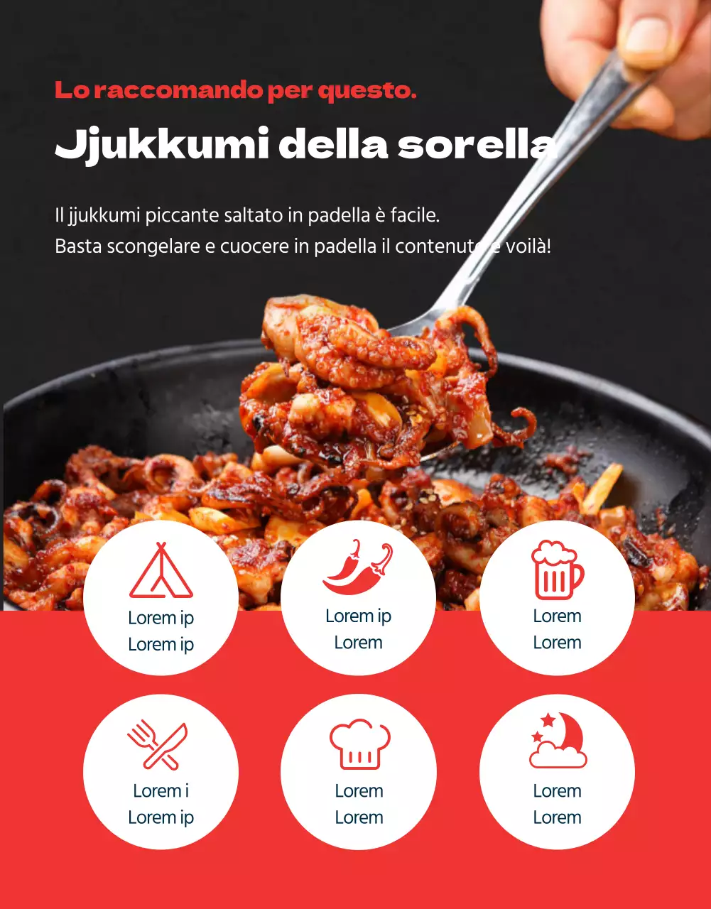 Una semplice rassegna di surgelati in nero e rossoPromozione di eventi