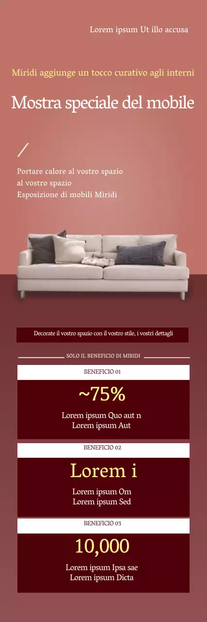 La foto rosa mette in risalto l'arredamento pulito per promuovere l'evento