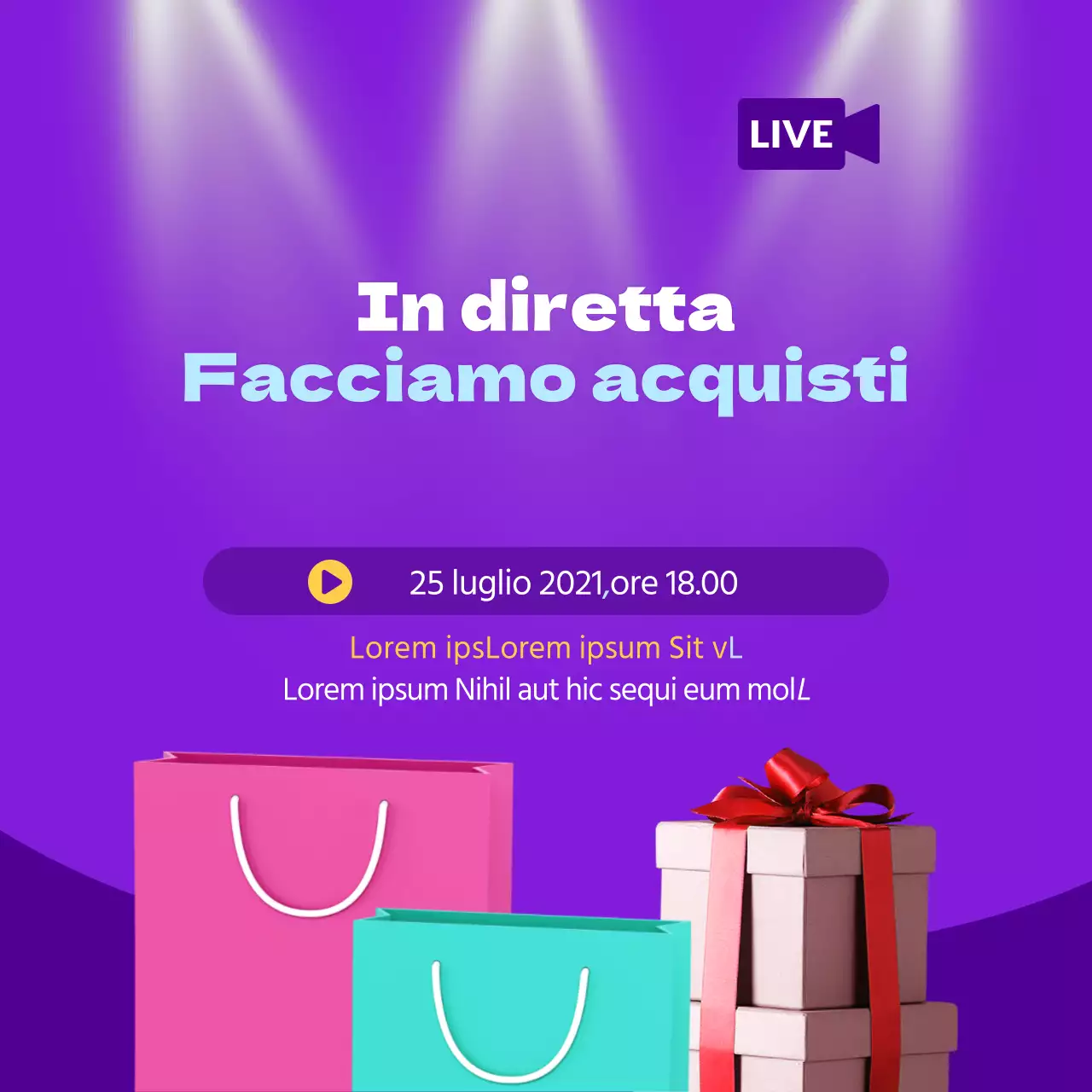 Design per lo shopping dal vivo in viola