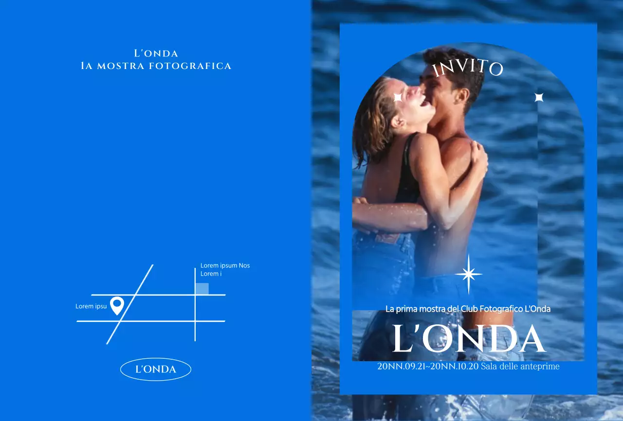 Mostra fotografica emozionale sull'oceano in blu