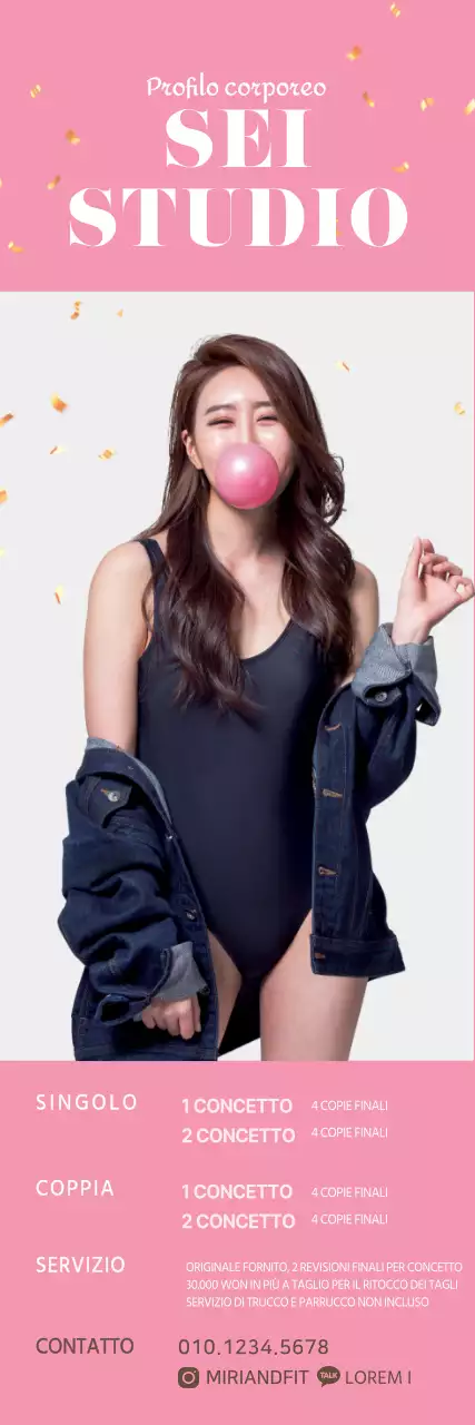 Prezzi per uno studio semplice in bianco e rosa