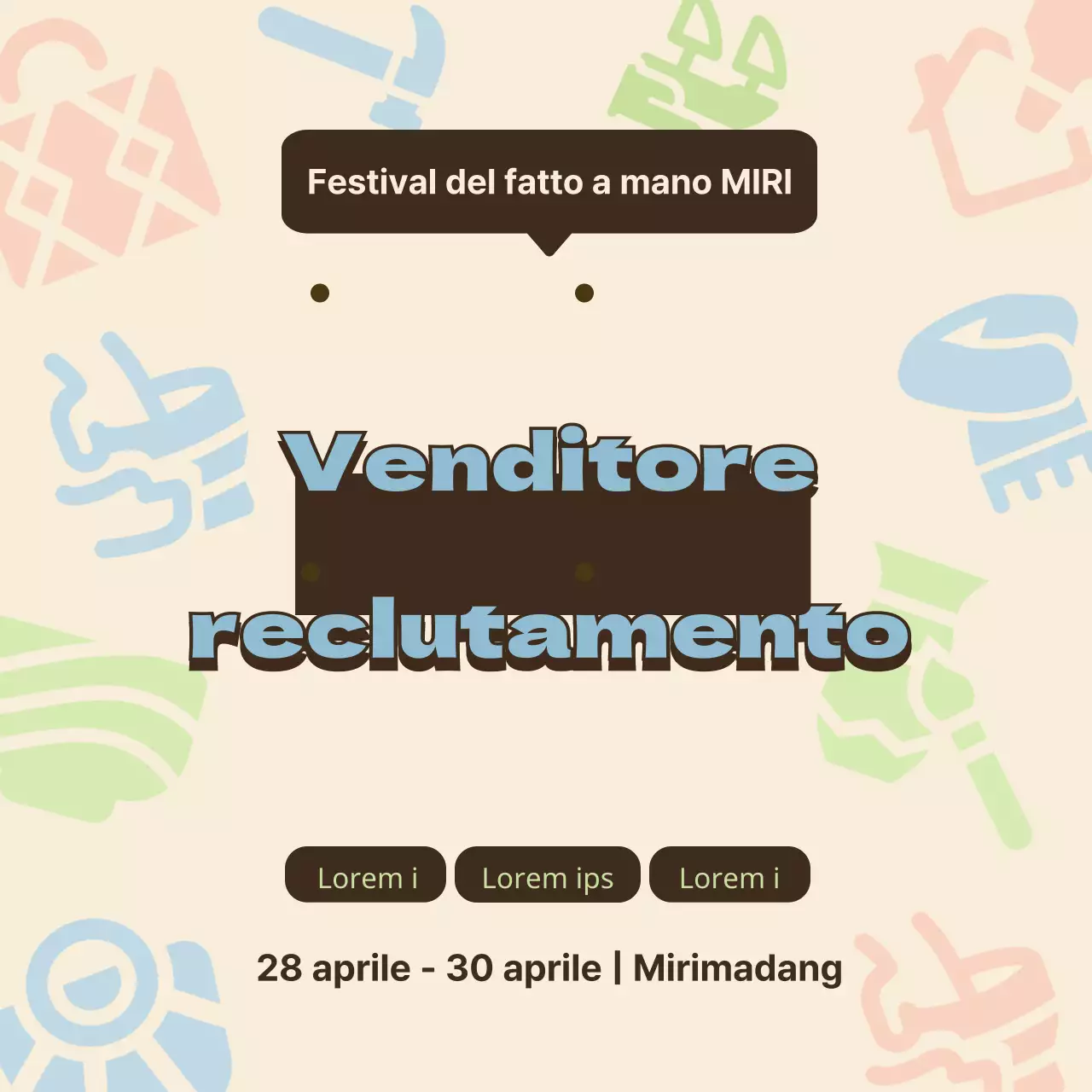 Bando per venditori artigianali di festival in azzurro e arancione
