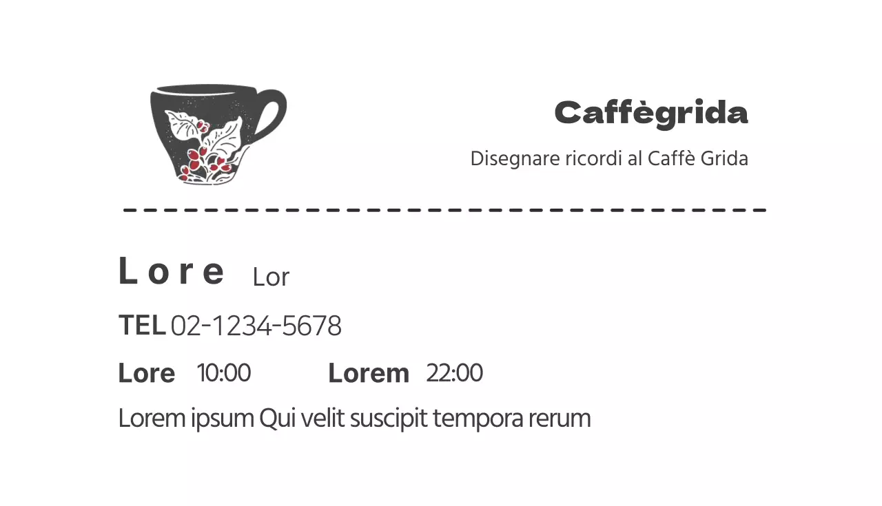 Biglietto da visita illustrato grigio rosso per il caffè