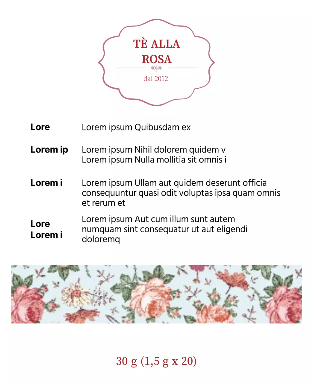 Bustine di tè alla rosa fiore viola e lussuoso