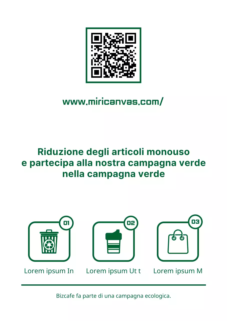 Stile di layout semplice e pulito per la combinazione di testo e icone in verde e bianco Guida alla campagna verde