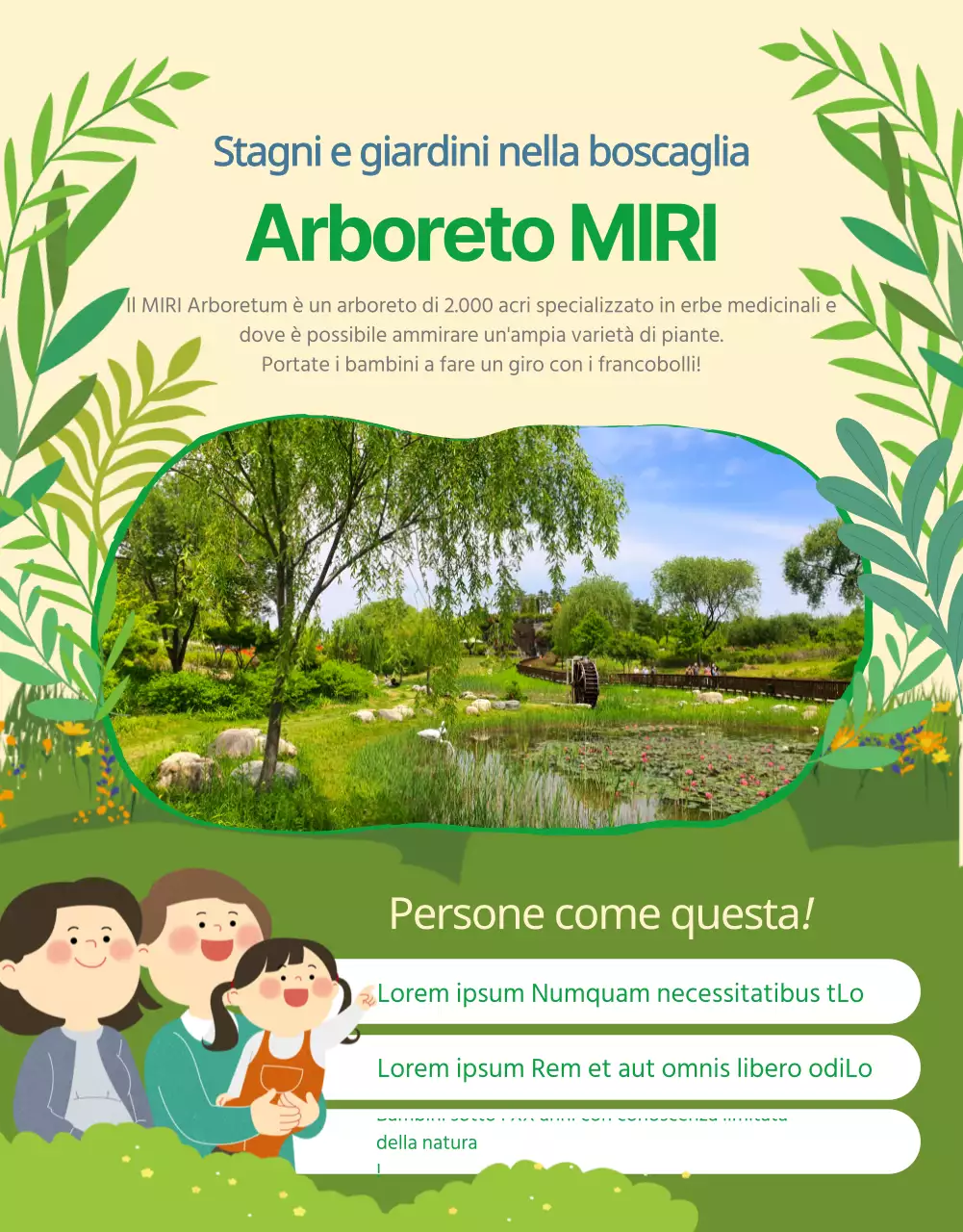 Tour dei francobolli dell'Arboretum con simpatiche illustrazioni per bambini