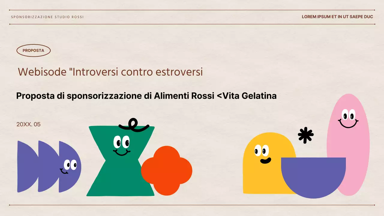 La proposta del talento web Hyun Chan con uno sfondo di carta e forme geometriche colorate