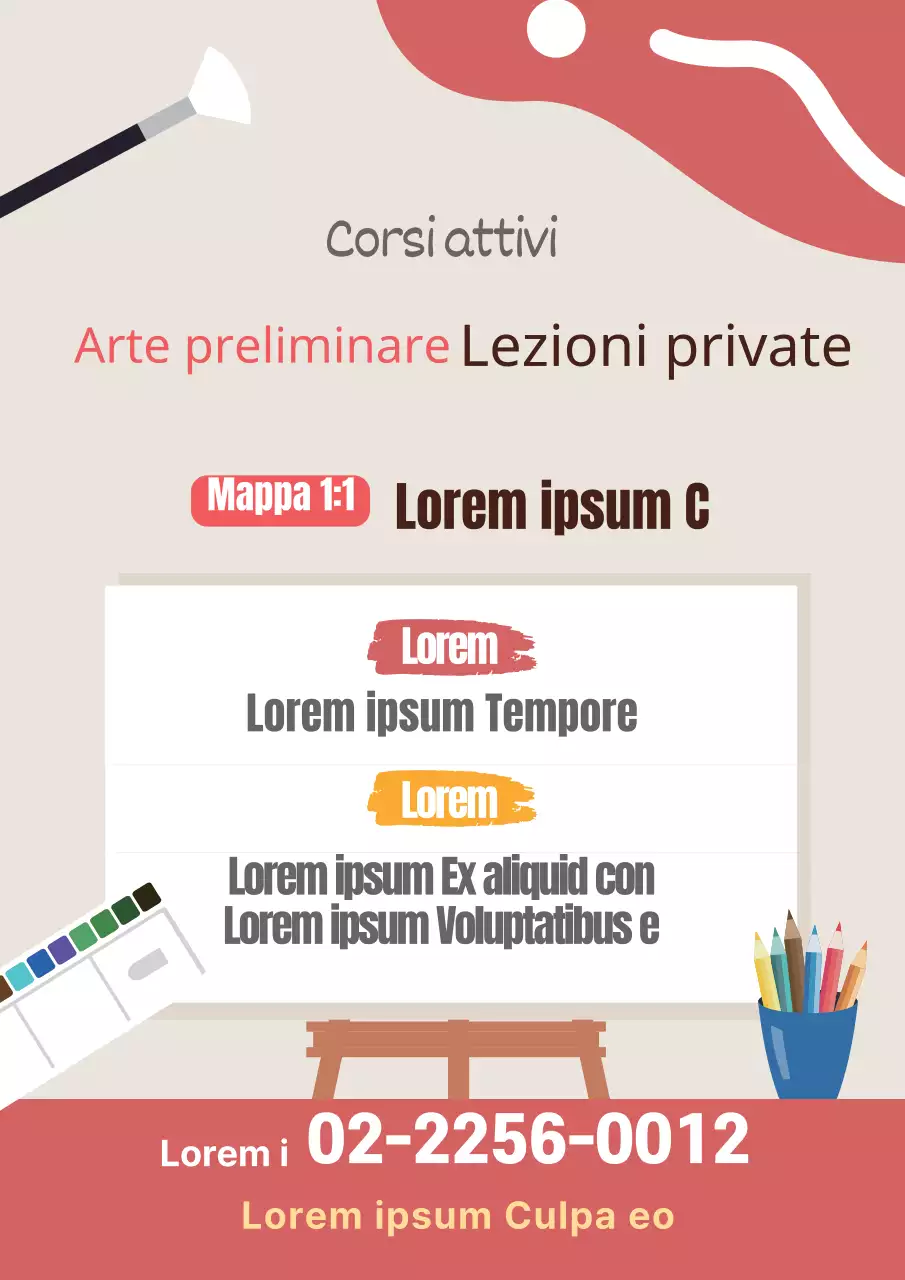 Illustrazione rosa promozione scuola d'arte ordinata
