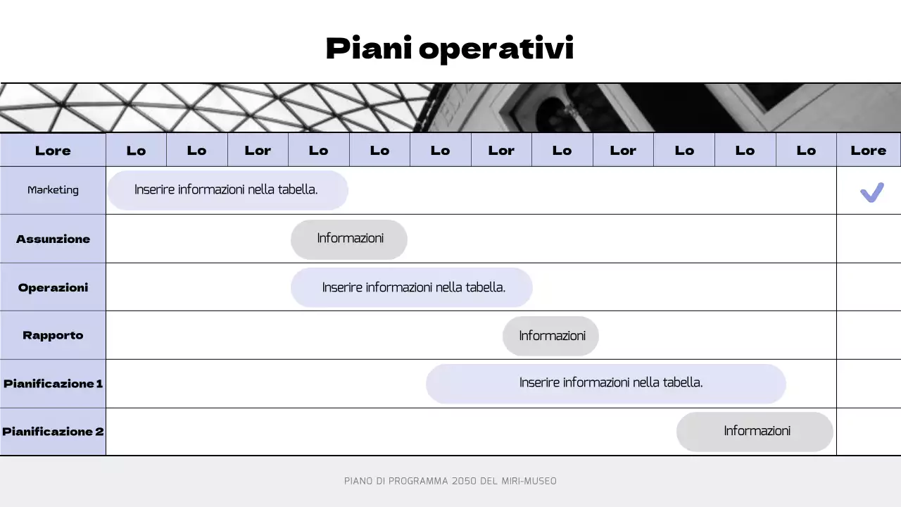 Pianificare un moderno programma museale in nero e viola