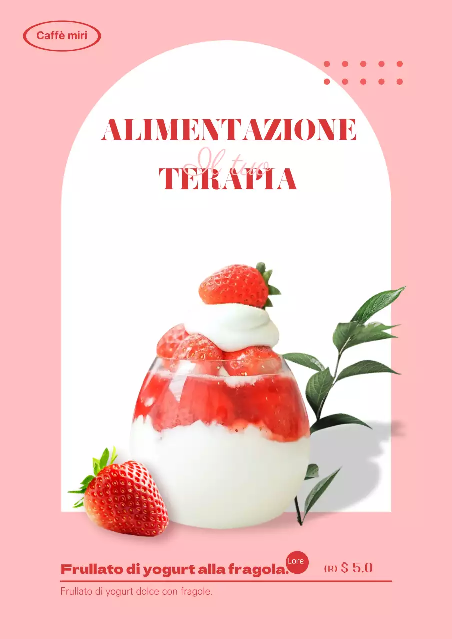 Webposter allo yogurt alla fragola con un tocco rosa e morbido