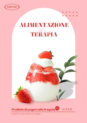 Webposter allo yogurt alla fragola con un tocco rosa e morbido