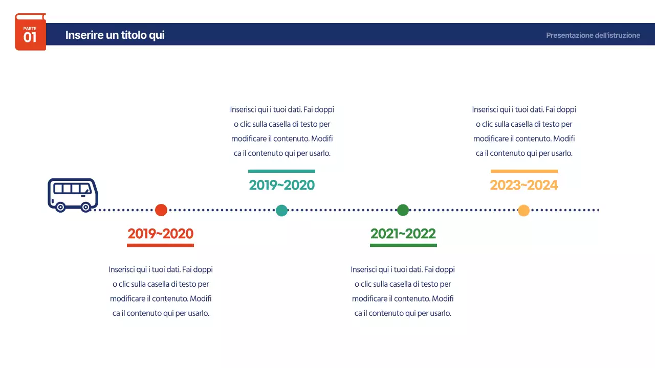 Simpatica infografica TIMELINE con i colori dell'arcobaleno