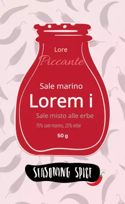 Illustrazione rossa modello vintage cibo riempimento etichetta sale