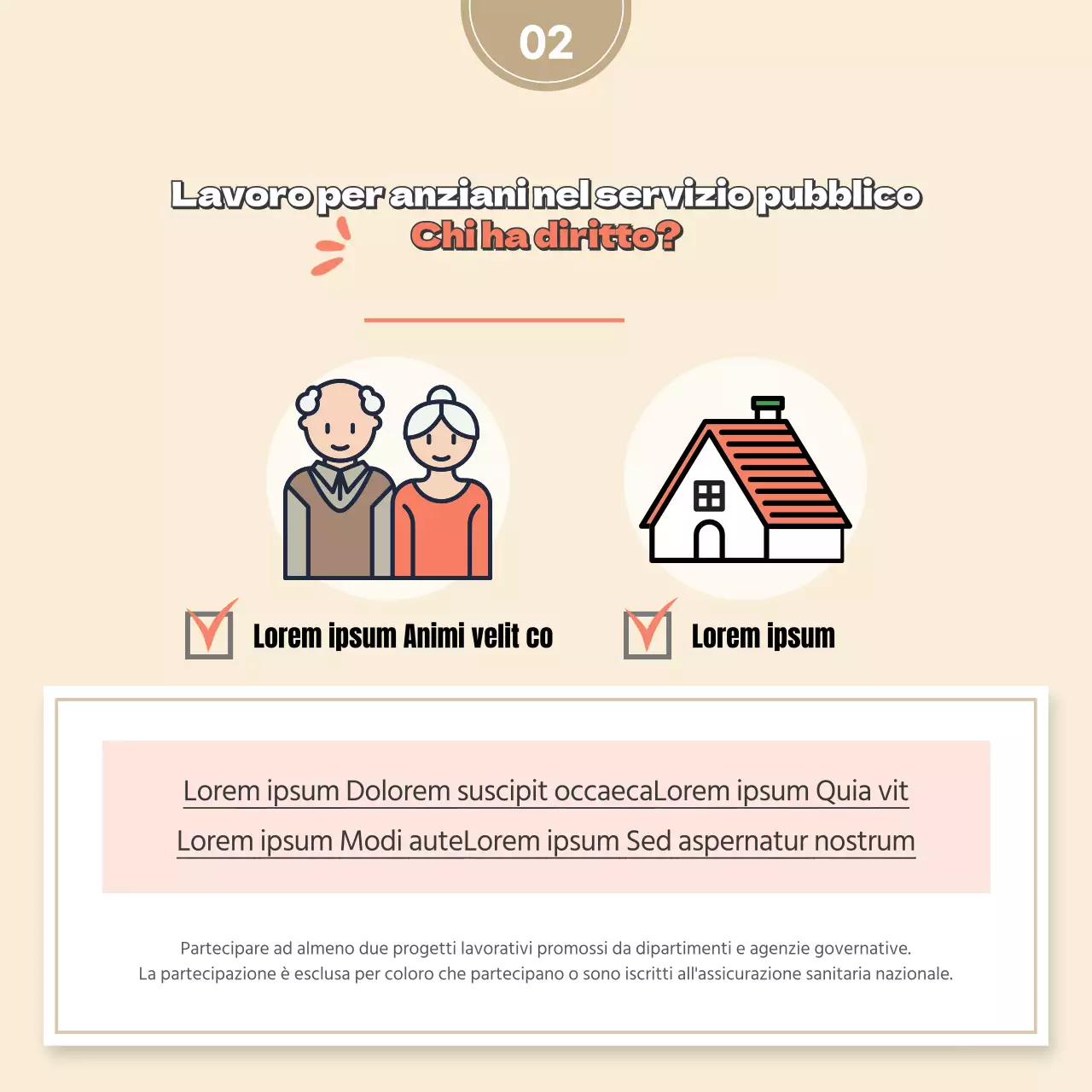 Illustrazione beige concetto lavoro pubblico anziani reclutamento schedaNews