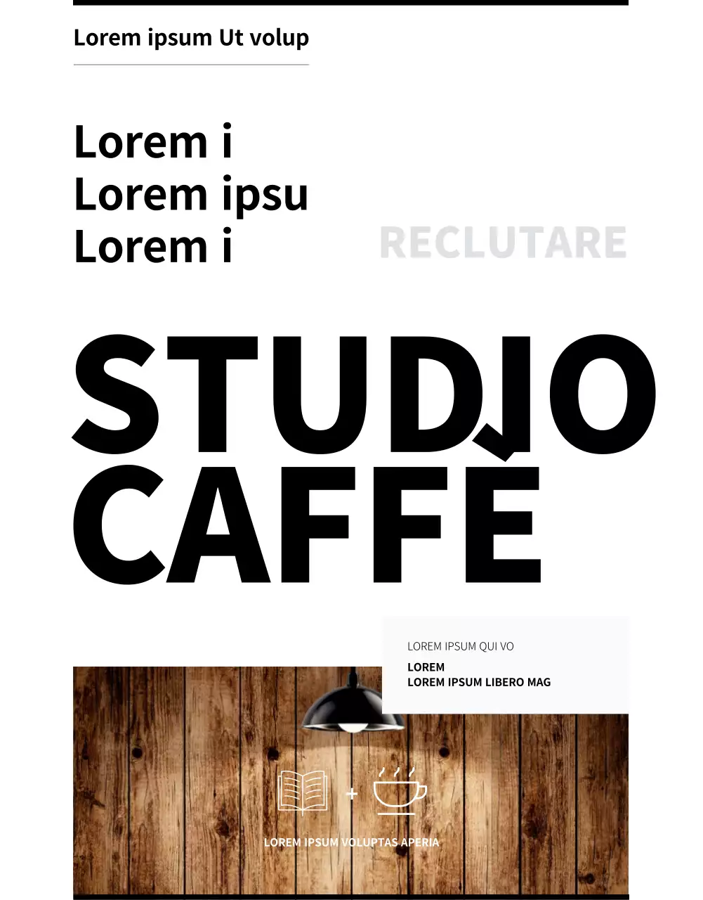Semplice design in bianco e nero per la pubblicazione di annunci di lavoro in un caffè studio