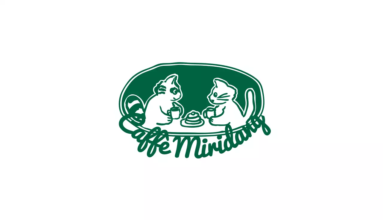 Un caffè con calligrafia verde e simpatiche illustrazioni