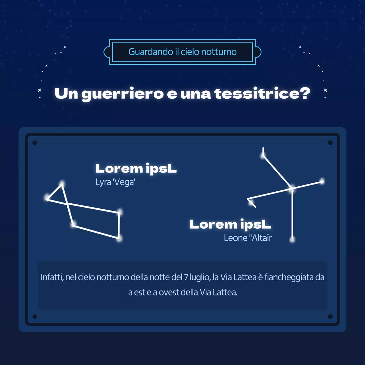 Un concetto di cielo stellato blu navy e azzurro per il 7 luglio