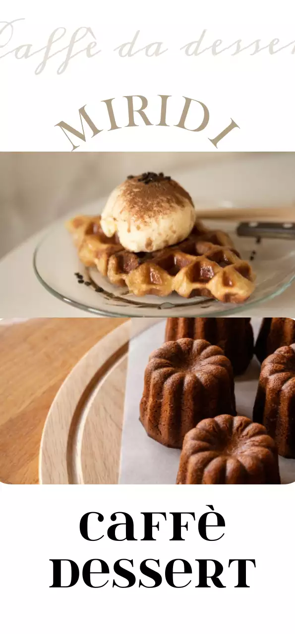 Banner di un caffè in corsivo con cialde, pane caldo e dessert.