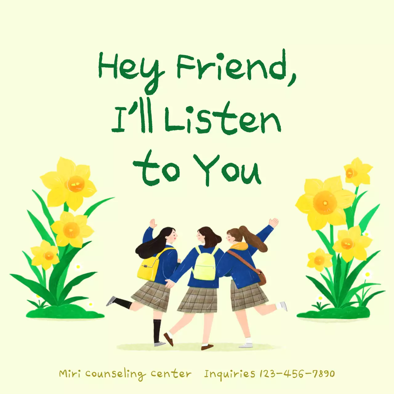 Yellow Minimal Counseling Announcement Social Media Post