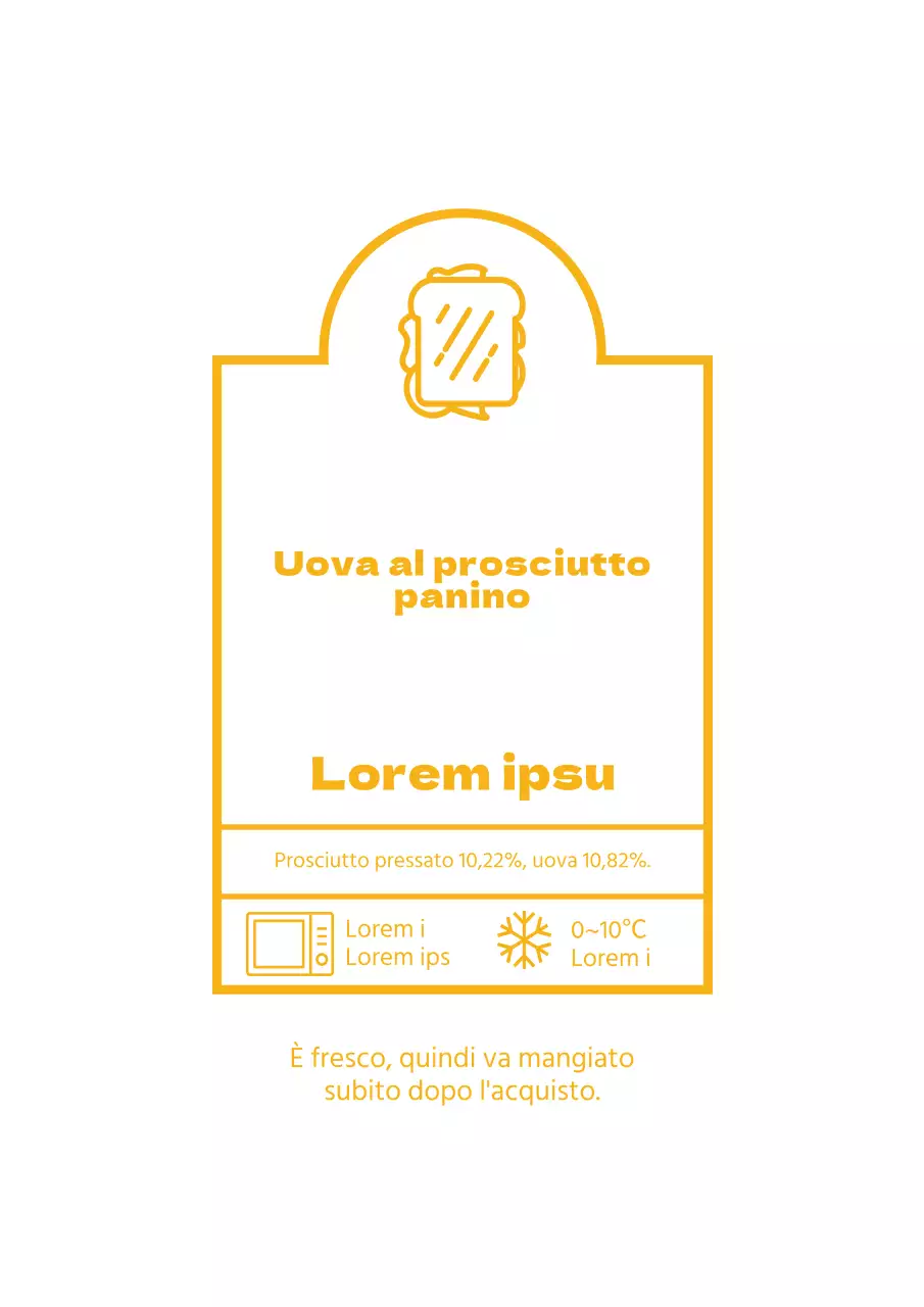 Manifesto semplice e giallo che promuove un menu di panini