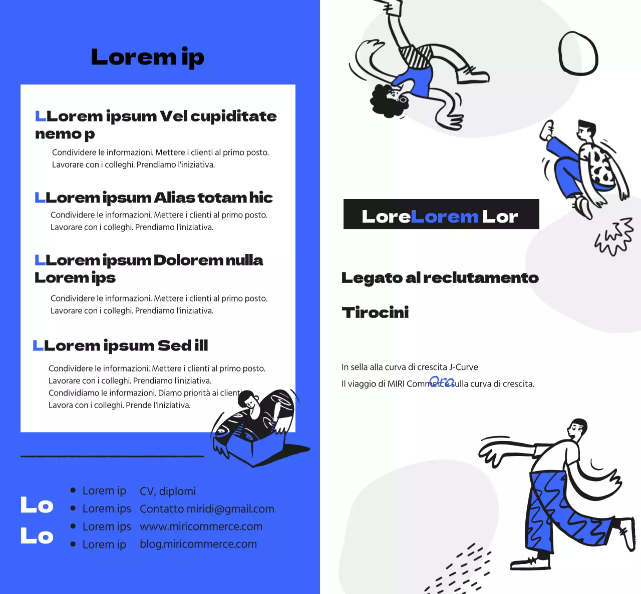 Un kit di benvenuto per commemorare il vostro stage legato alla carriera con un'illustrazione umana blu e nera.