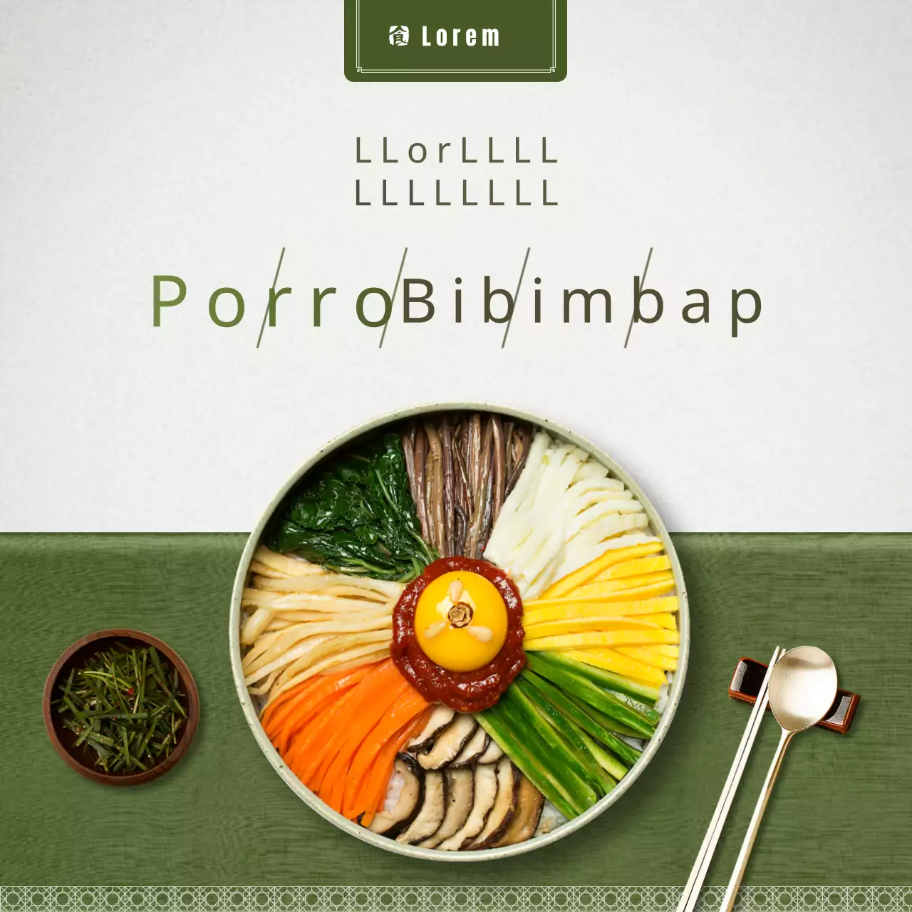 Promuovere il lancio del bibimbap coreano verde e tradizionale